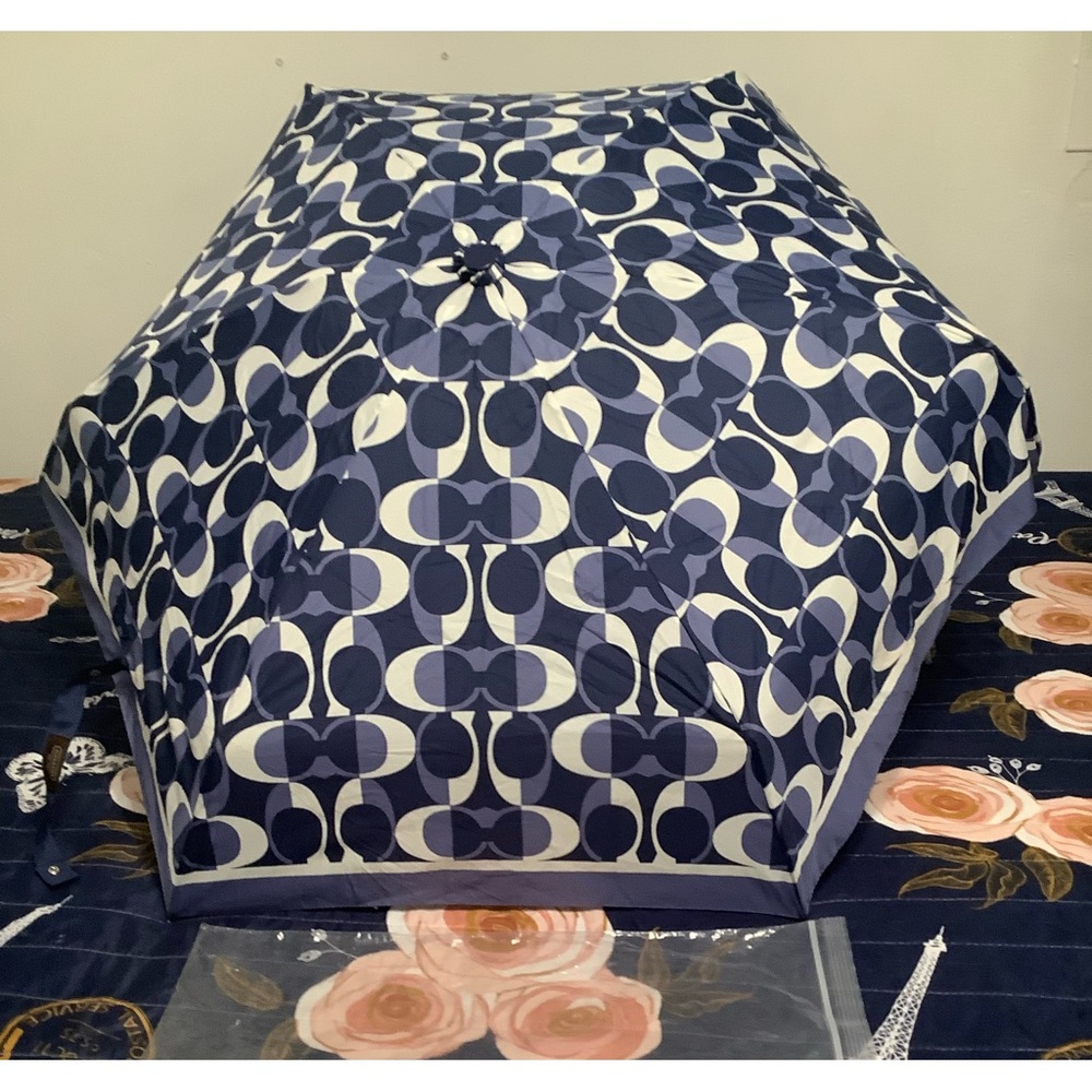 Coach Blue and White Dream C Patterned Umbrella